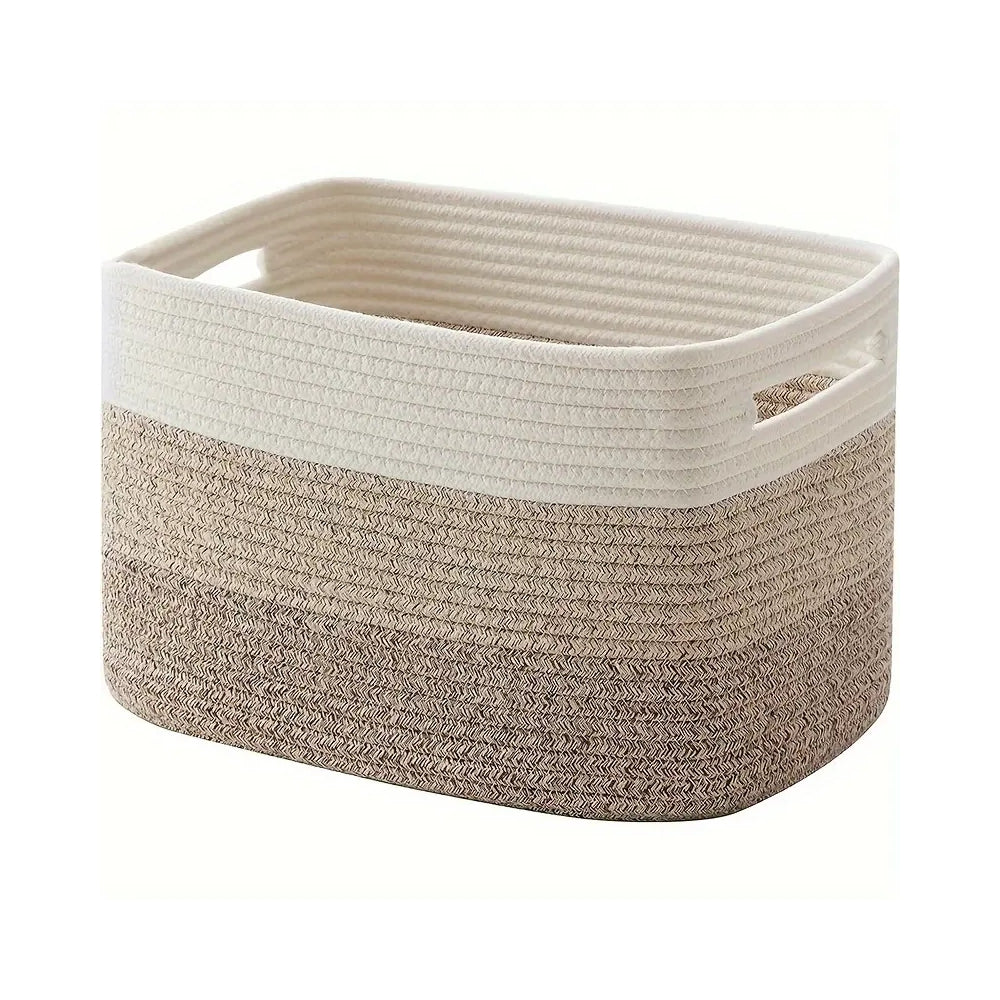 Storage Basket Woven Cotton Ombre Built-In Handles