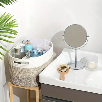 Storage Basket Woven Cotton Ombre Built-In Handles
