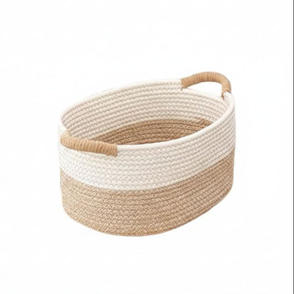 Storage Basket Woven Cotton Rope Reinforced Handles