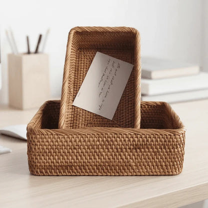 Storage Basket Woven Rattan Look Decorative Home Organization