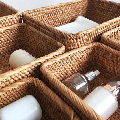 Storage Basket Woven Rattan Look Decorative Home Organization