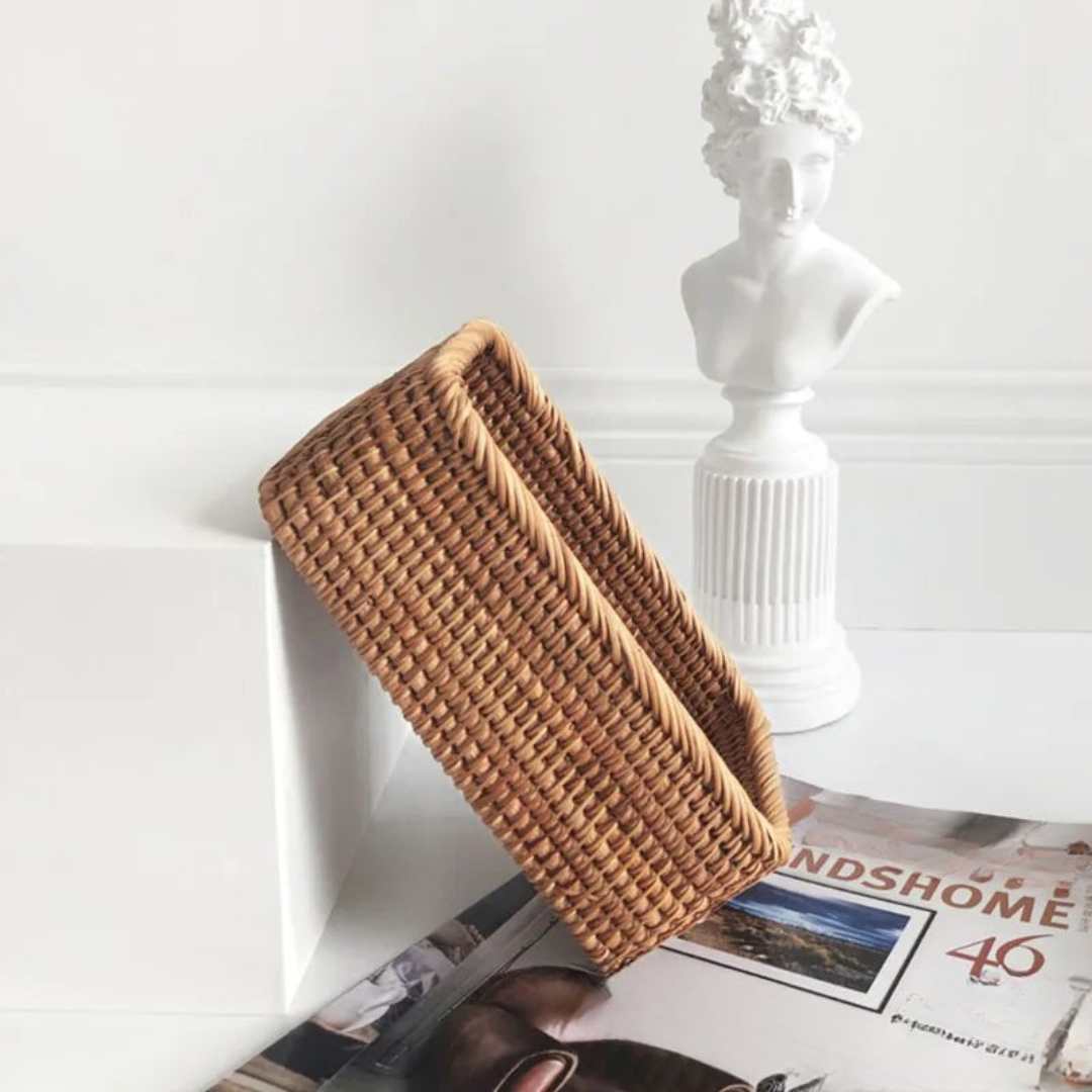 Storage Basket Woven Rattan Look Decorative Home Organization