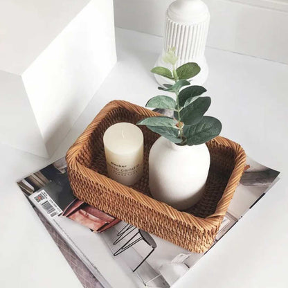 Storage Basket Woven Rattan Look Decorative Home Organization