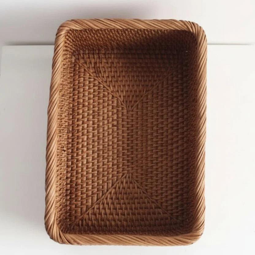 Storage Basket Woven Rattan Look Decorative Home Organization