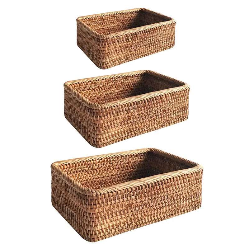 Storage Basket Woven Rattan Look Decorative Home Organization