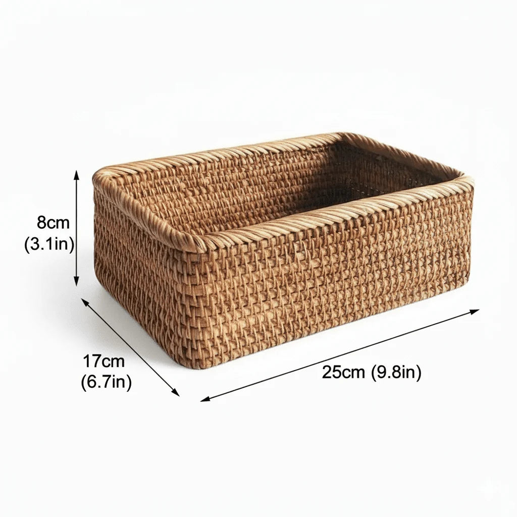 Storage Basket Woven Rattan Look Decorative Home Organization