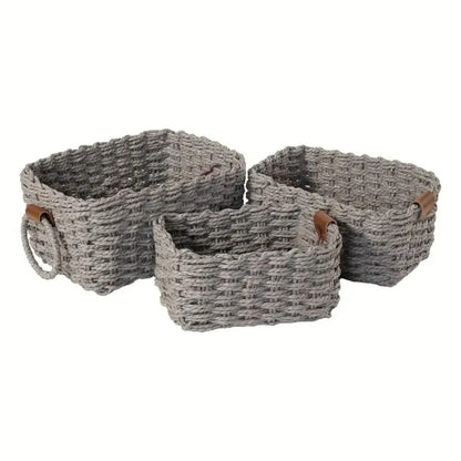 Storage Baskets Handwoven Rattan Set of 3