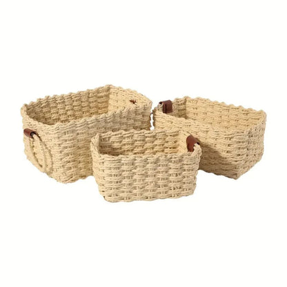 Storage Baskets Handwoven Rattan Set of 3