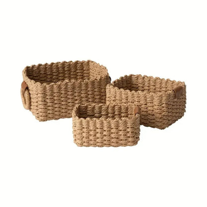Storage Baskets Handwoven Rattan Set of 3