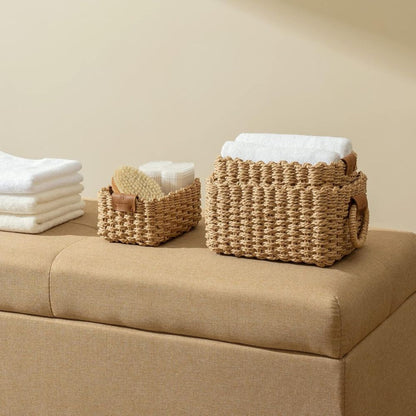 Storage Baskets Handwoven Rattan Set of 3