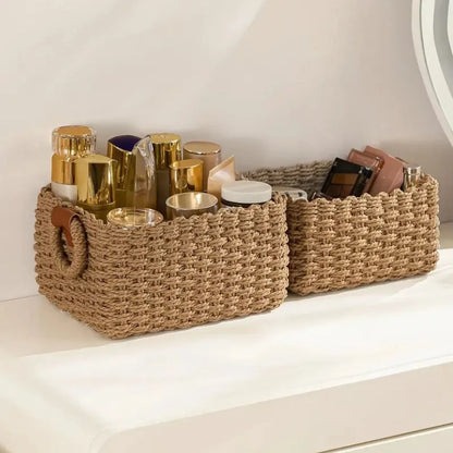 Storage Baskets Handwoven Rattan Set of 3