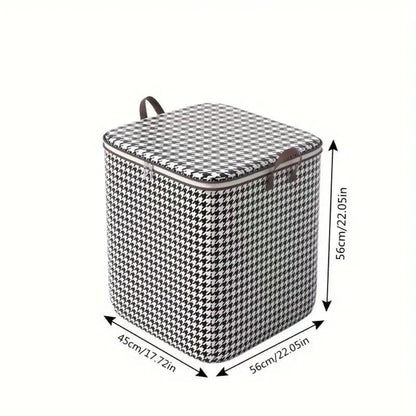 Storage Box Collapsible Houndstooth Large Capacity Zipper & Handles