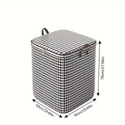 Storage Box Collapsible Houndstooth Large Capacity Zipper & Handles