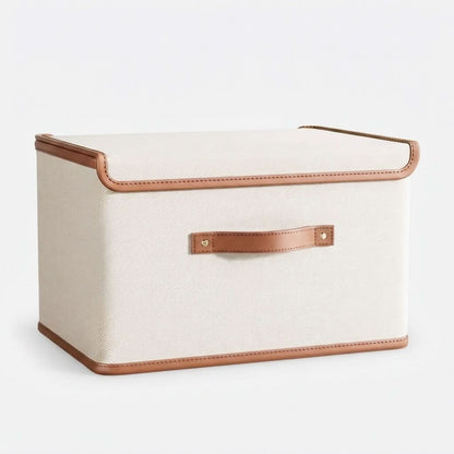 Storage Box Foldable With Protective Lid & Leather Handles
