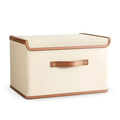 Storage Box Foldable With Protective Lid & Leather Handles