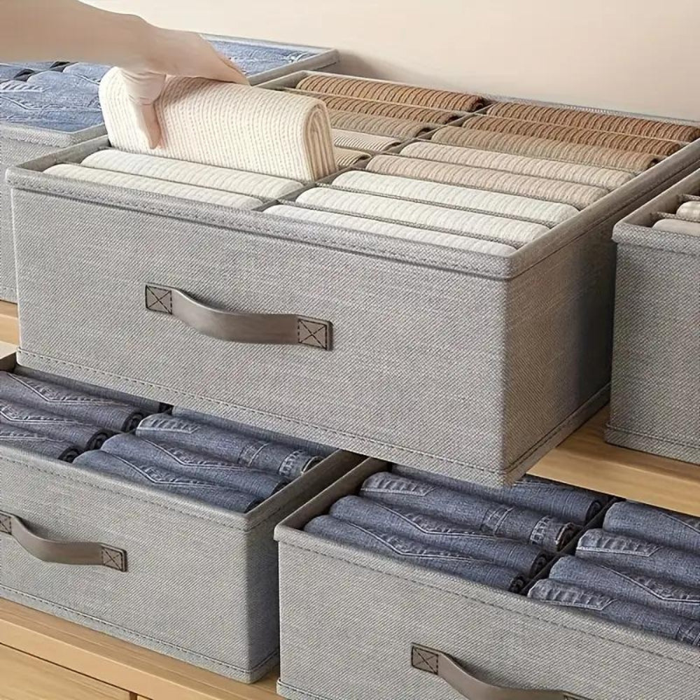 Storage Container Drawer-Style Multi-Compartment Cotton Linen