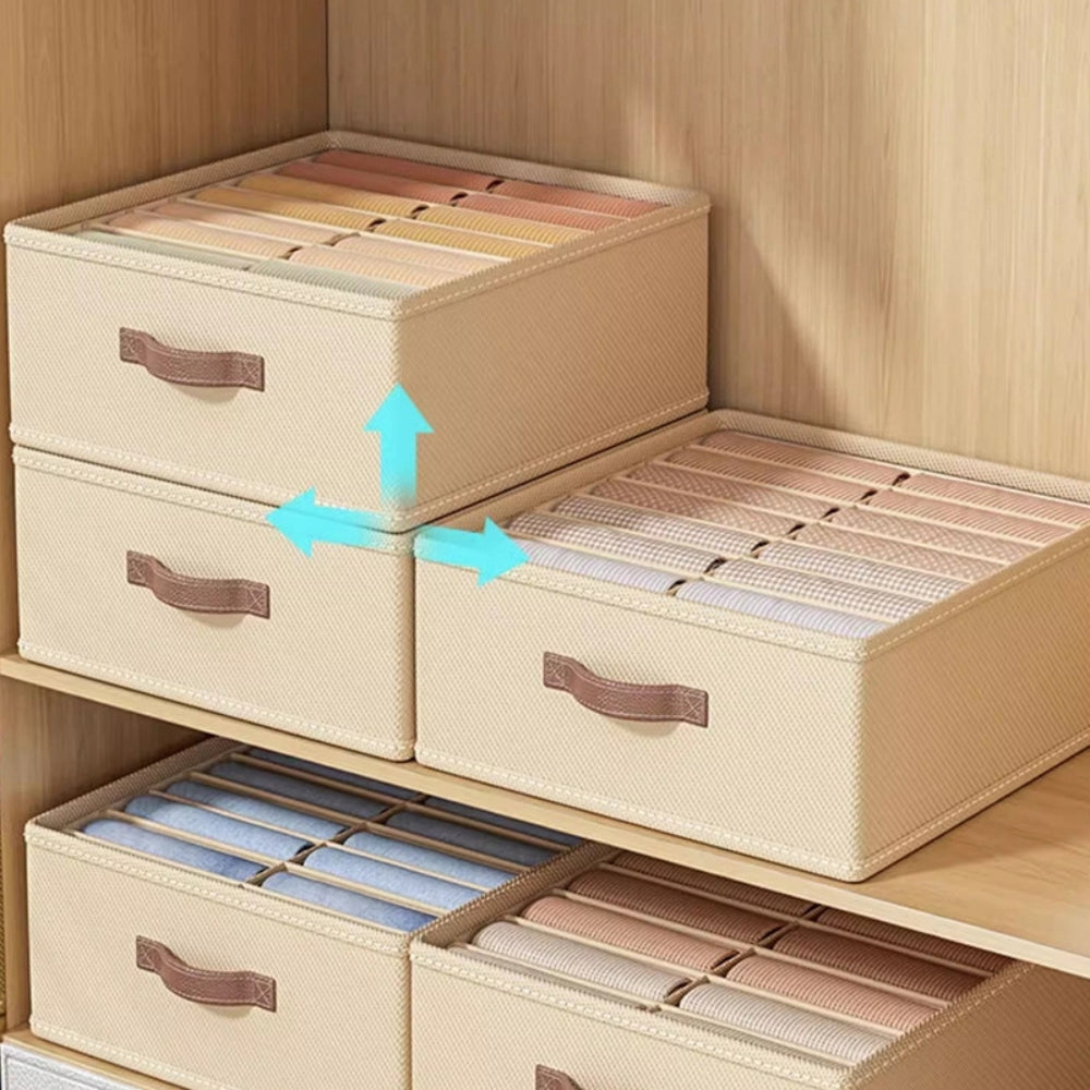 Storage Container Drawer-Style Multi-Compartment Cotton Linen