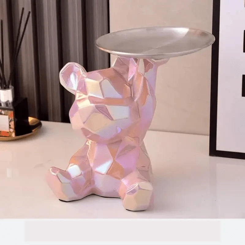 Storage Organizer Ceramic Bear Coin Slot & Metal Tray