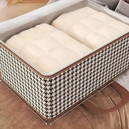 Storage Suitcase Houndstooth Large Capacity Padded & Foldable
