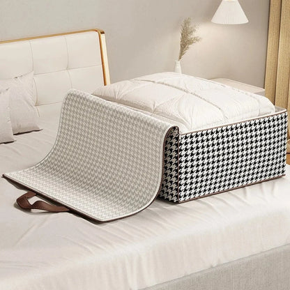 Storage Suitcase Houndstooth Large Capacity Padded & Foldable