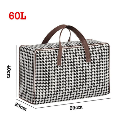 Storage Suitcase Houndstooth Large Capacity Padded & Foldable