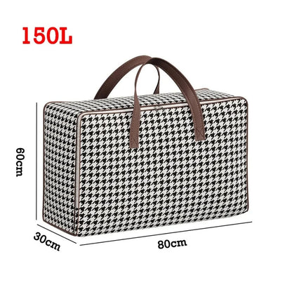 Storage Suitcase Houndstooth Large Capacity Padded & Foldable