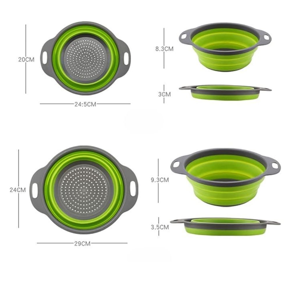 Strainer Basket Collapsible Fold-Flat Comfort-Grip Handles
