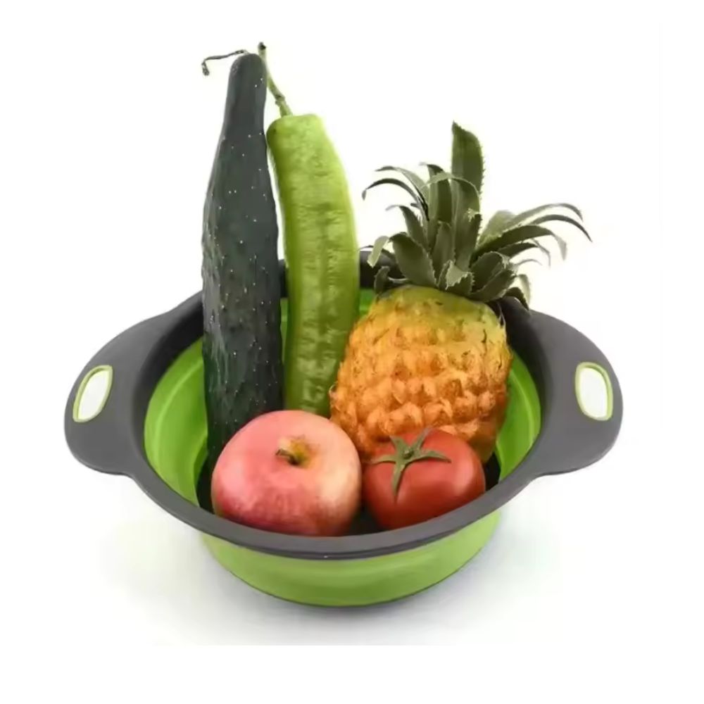 Strainer Basket Collapsible Fold-Flat Comfort-Grip Handles