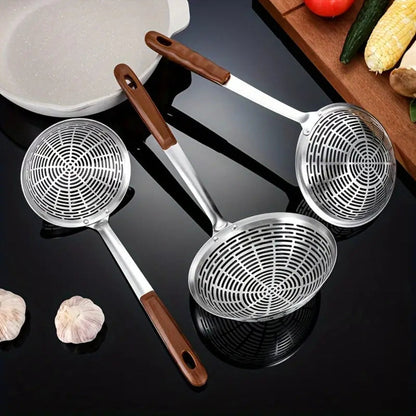 Strainer Ladle 304 Stainless Steel Fine Mesh Wooden Handle