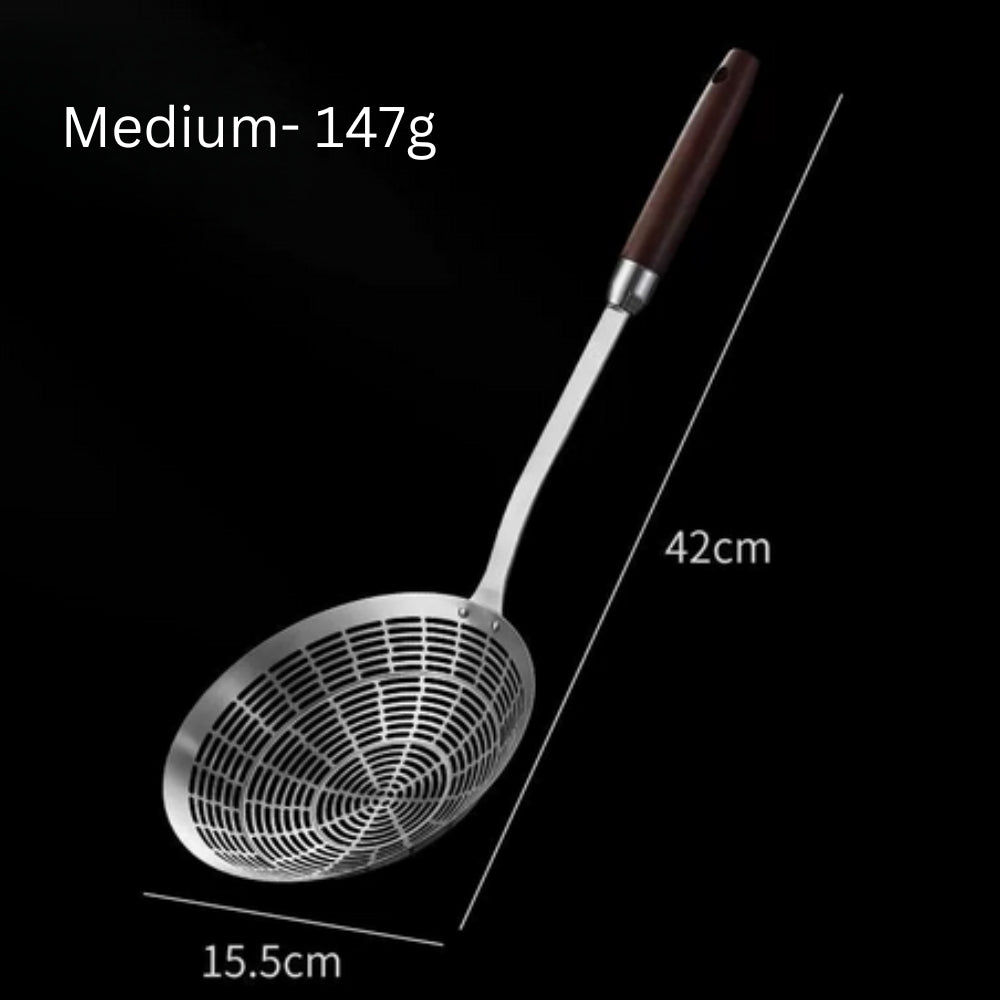 Strainer Ladle 304 Stainless Steel Fine Mesh Wooden Handle