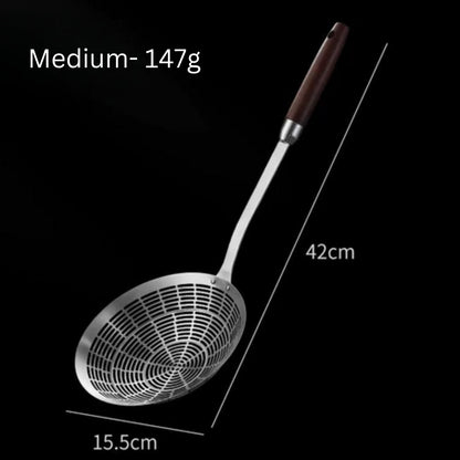 Strainer Ladle 304 Stainless Steel Fine Mesh Wooden Handle