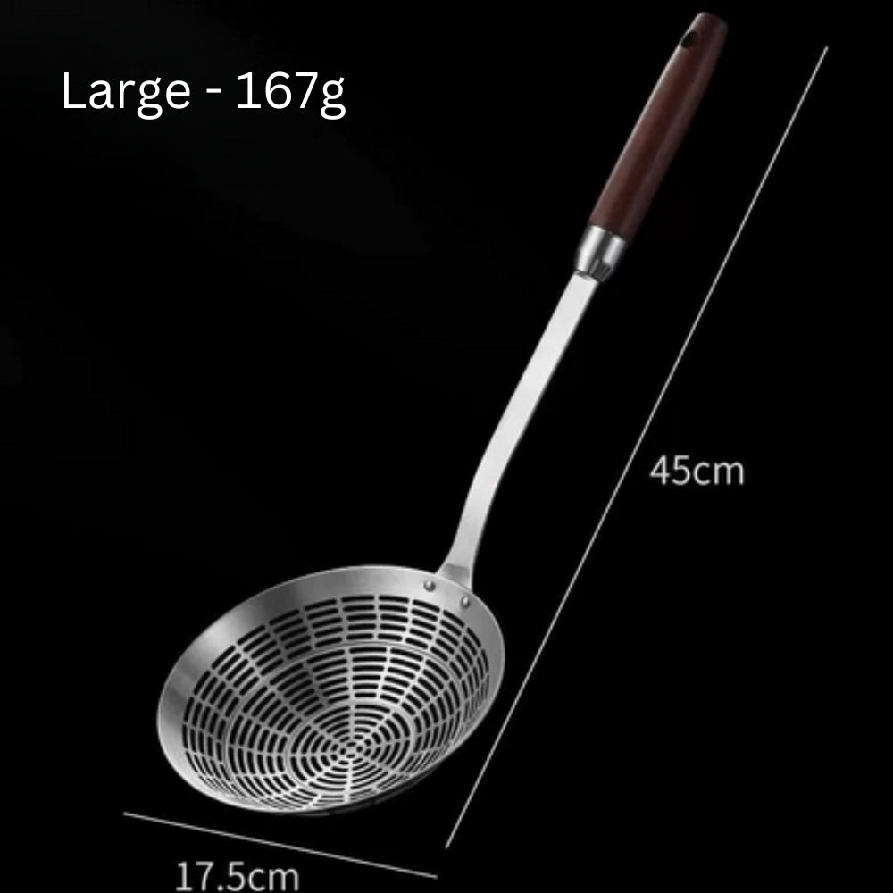 Strainer Ladle 304 Stainless Steel Fine Mesh Wooden Handle