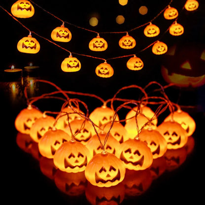 String Lights Carved Pumpkin Warm LED Halloween Decor