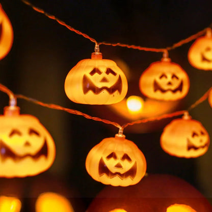 String Lights Carved Pumpkin Warm LED Halloween Decor