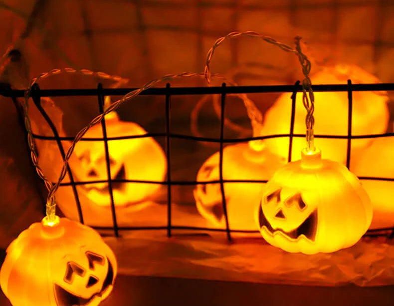 String Lights Carved Pumpkin Warm LED Halloween Decor