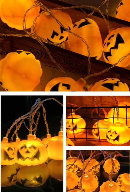 String Lights Carved Pumpkin Warm LED Halloween Decor
