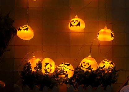 String Lights Carved Pumpkin Warm LED Halloween Decor