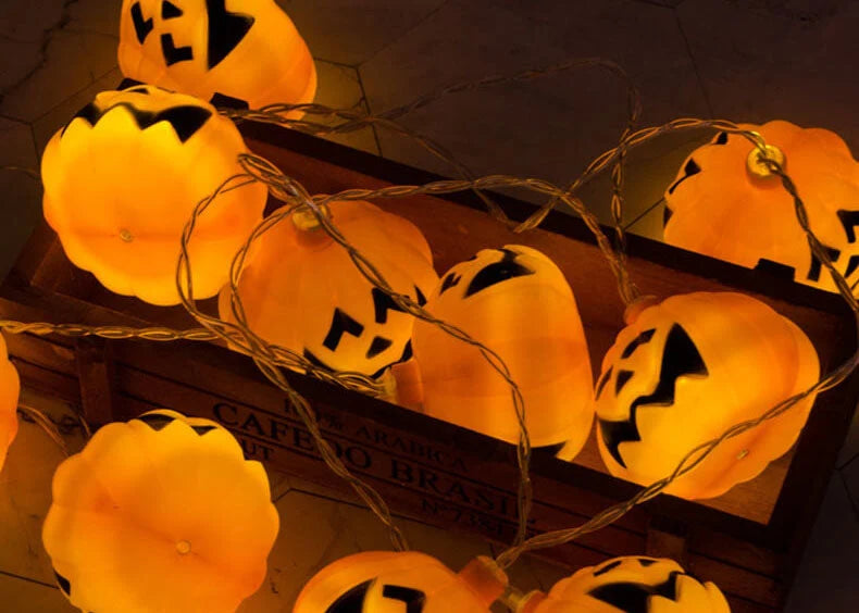 String Lights Carved Pumpkin Warm LED Halloween Decor