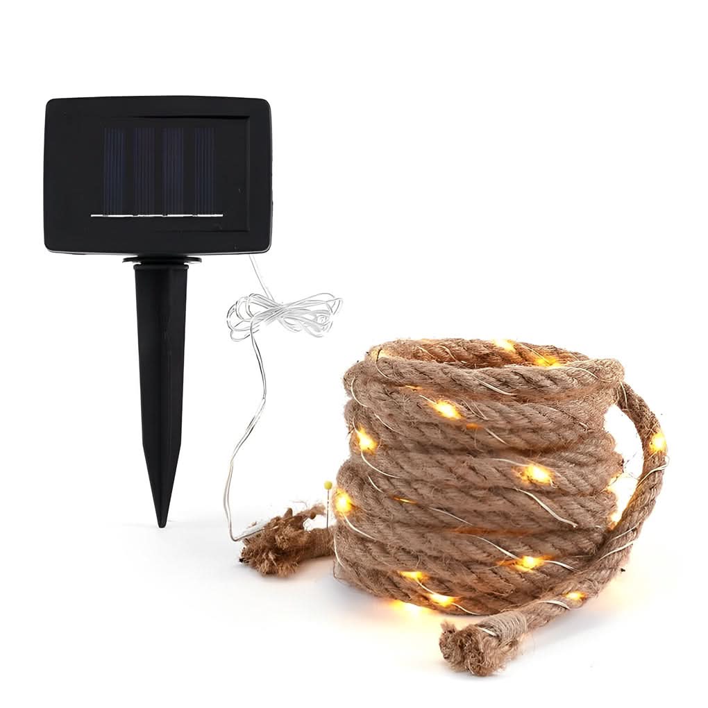 String Lights Hemp Rope LED Solar or Battery Powered