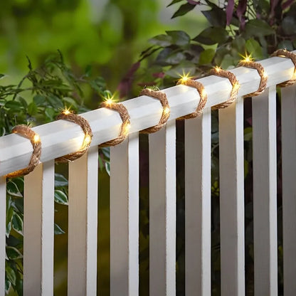 String Lights Hemp Rope LED Solar or Battery Powered
