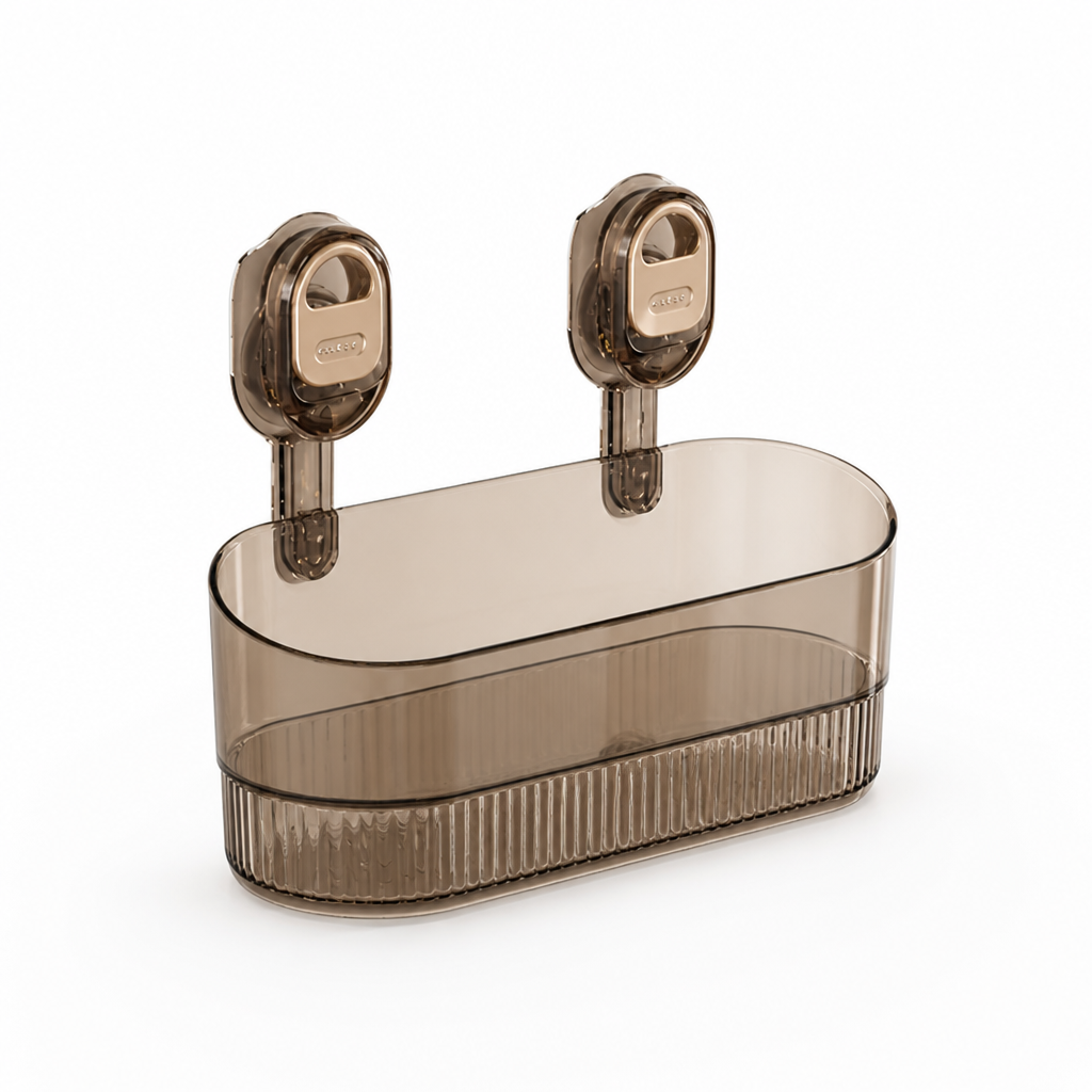 Suction Cup Wall Shelf No Drill Integrated Drainage