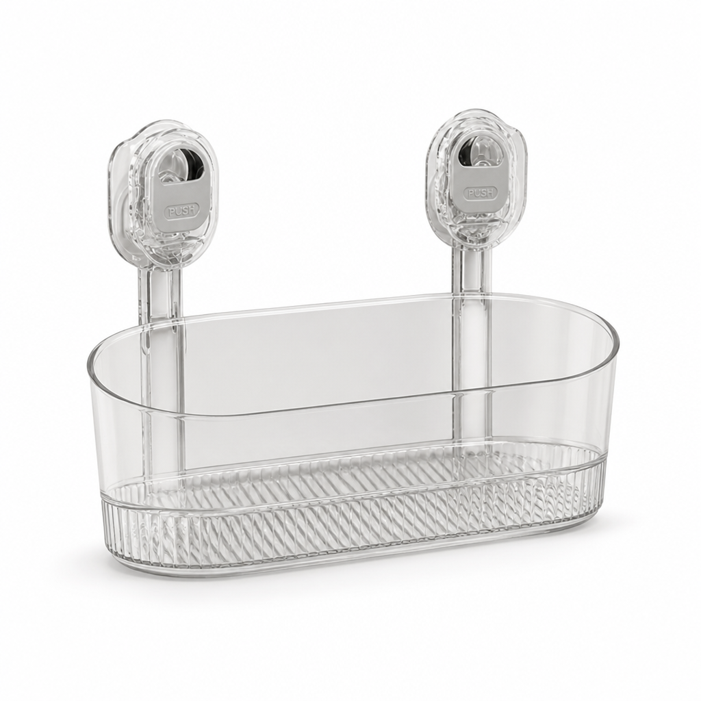 Suction Cup Wall Shelf No Drill Integrated Drainage