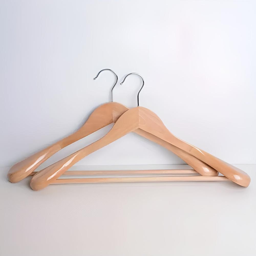 Suit Hanger Lotus Wood Curved Shoulders Non-Slip Pant Bar