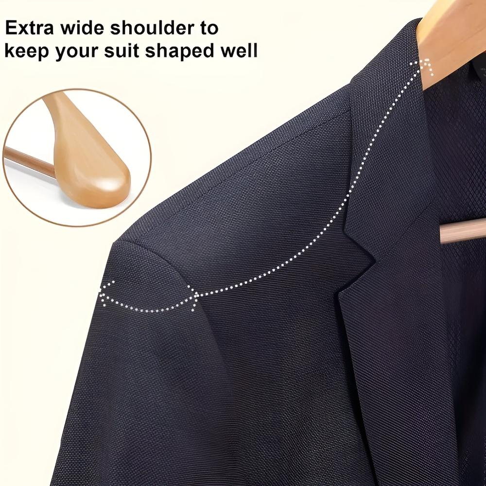 Suit Hanger Lotus Wood Curved Shoulders Non-Slip Pant Bar