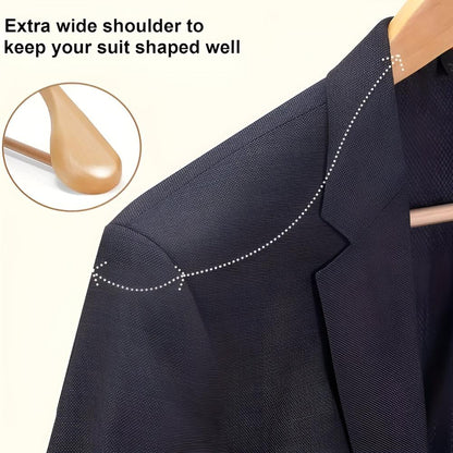 Suit Hanger Lotus Wood Curved Shoulders Non-Slip Pant Bar