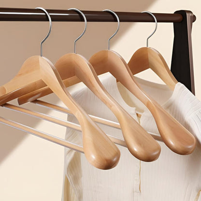 Suit Hanger Lotus Wood Curved Shoulders Non-Slip Pant Bar