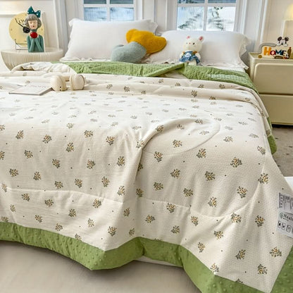 Summer Blanket Lightweight Breathable Floral Print