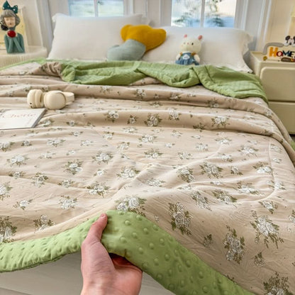 Summer Blanket Lightweight Breathable Floral Print