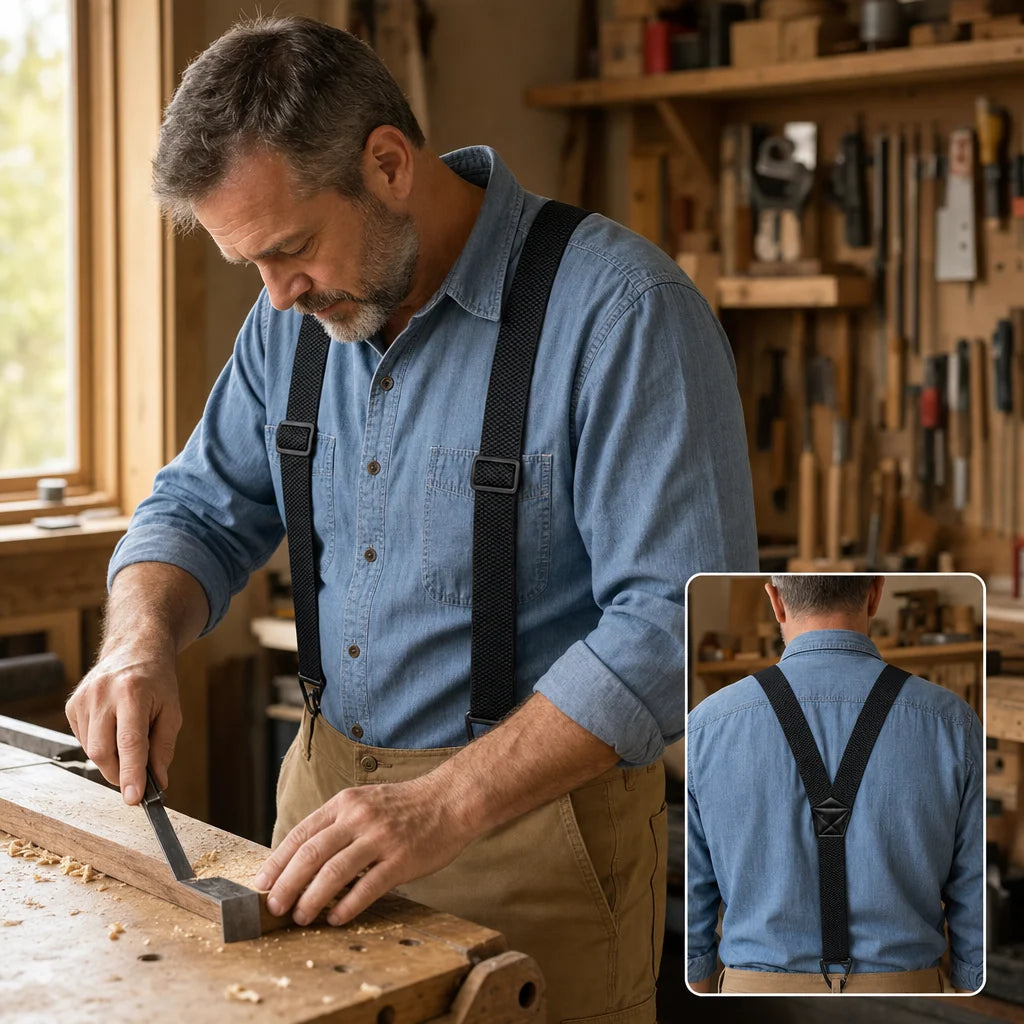 Suspenders Adjustable Elastic Belt-Loop Hooks Y-Back & X-Back