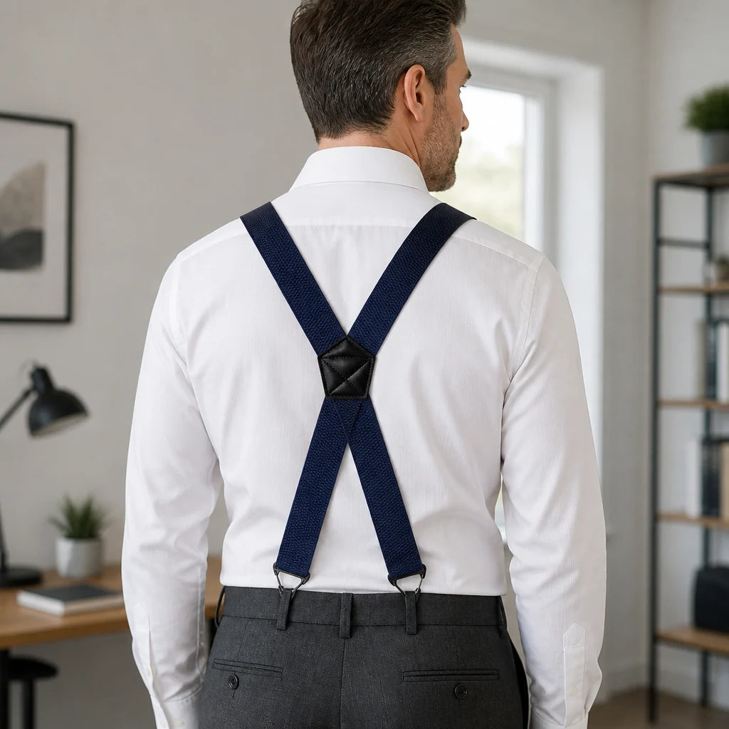 Suspenders Adjustable Elastic Belt-Loop Hooks Y-Back & X-Back